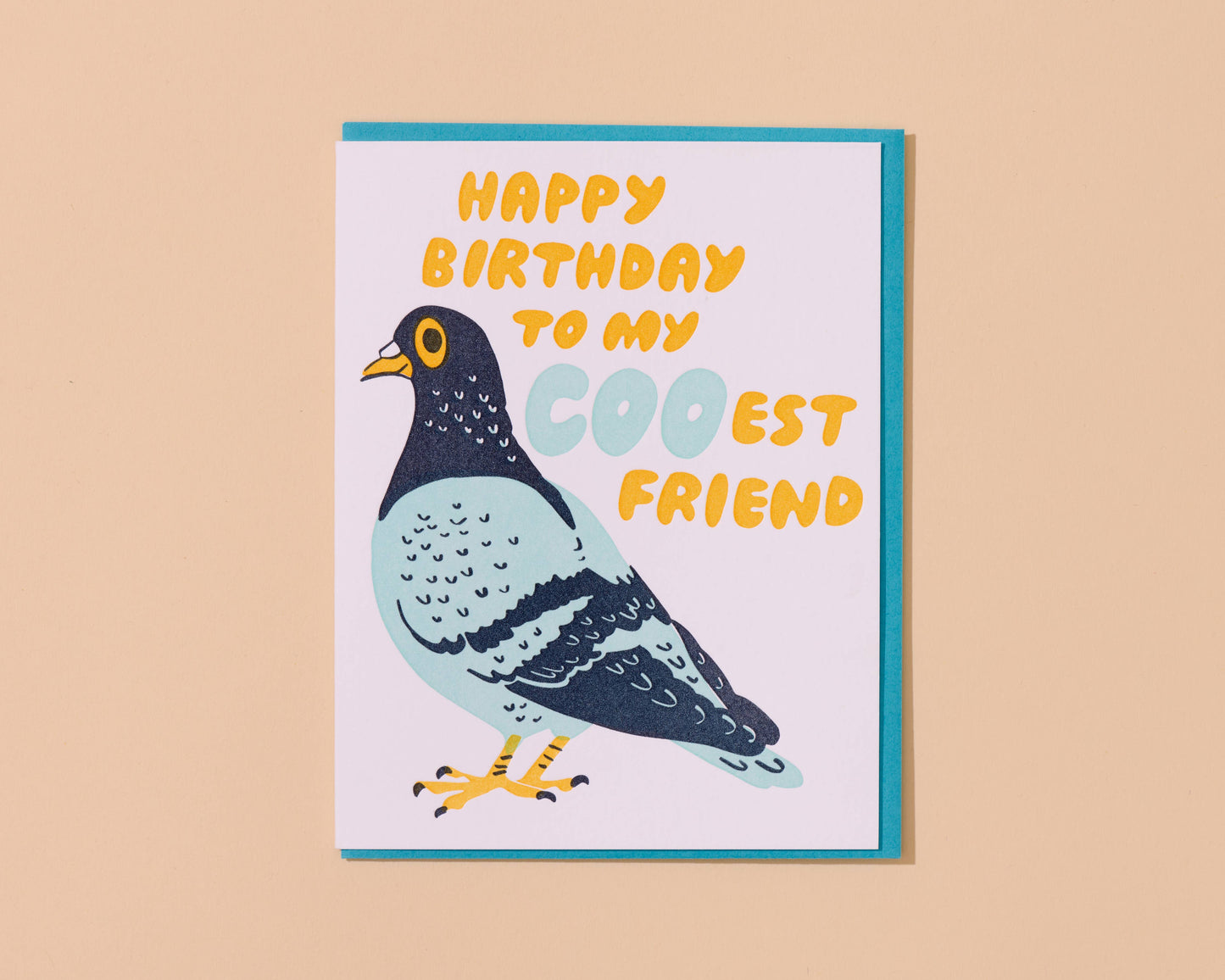 Coo Friend Pigeon Birthday Letterpress Card