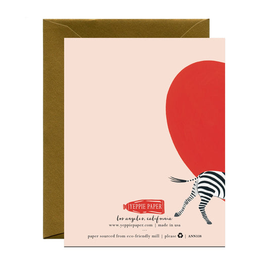 Wild Zebras and Red Heart Anniversary Greeting Card