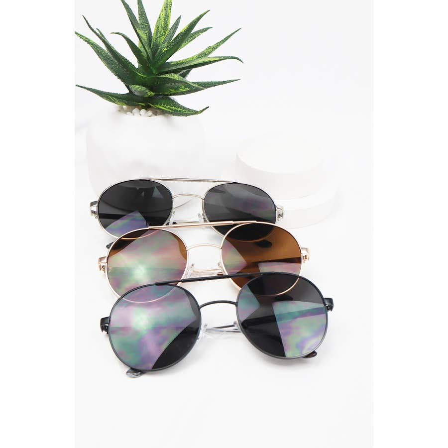 Round Aviator Sunglasses, Assorted Colors