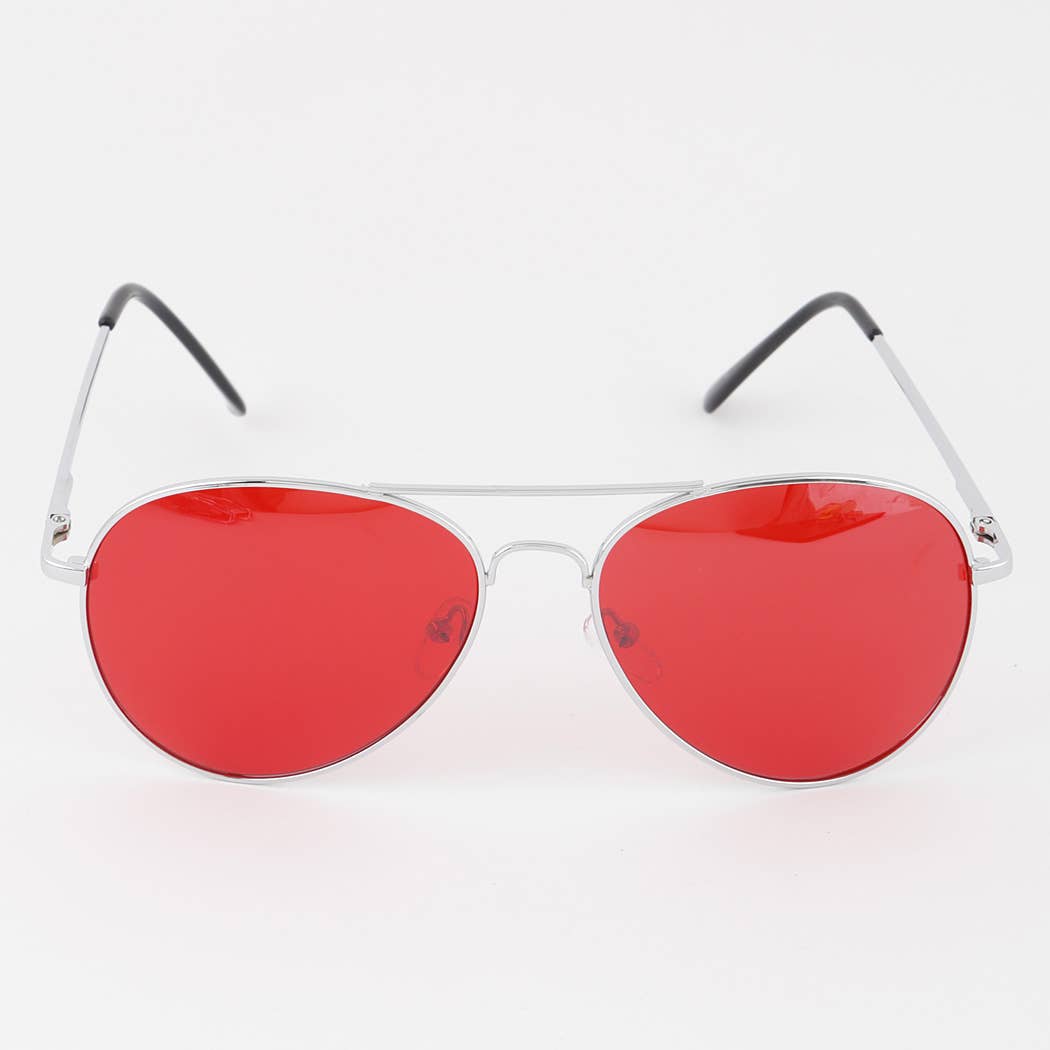 Bright Tinted Aviator Sunglasses, Assorted Colors
