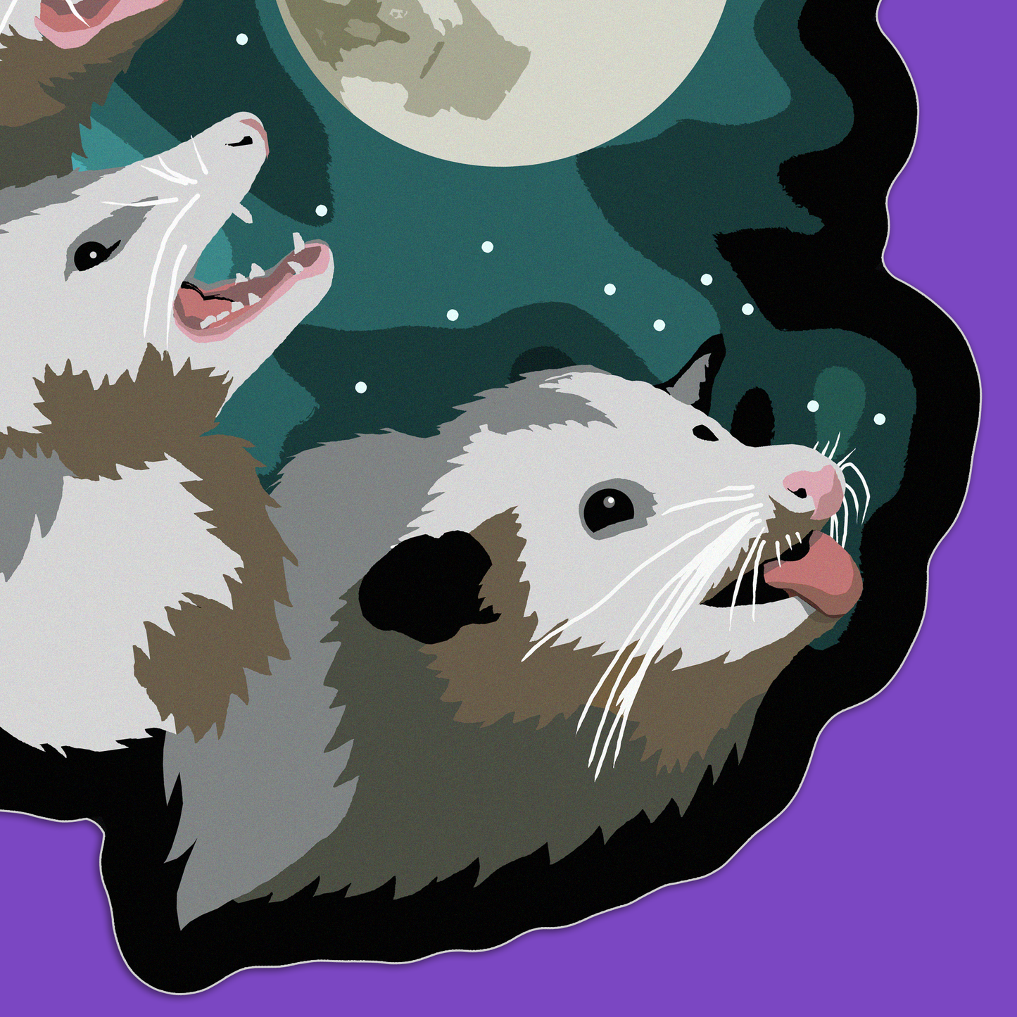 Three Possum Moon Sticker