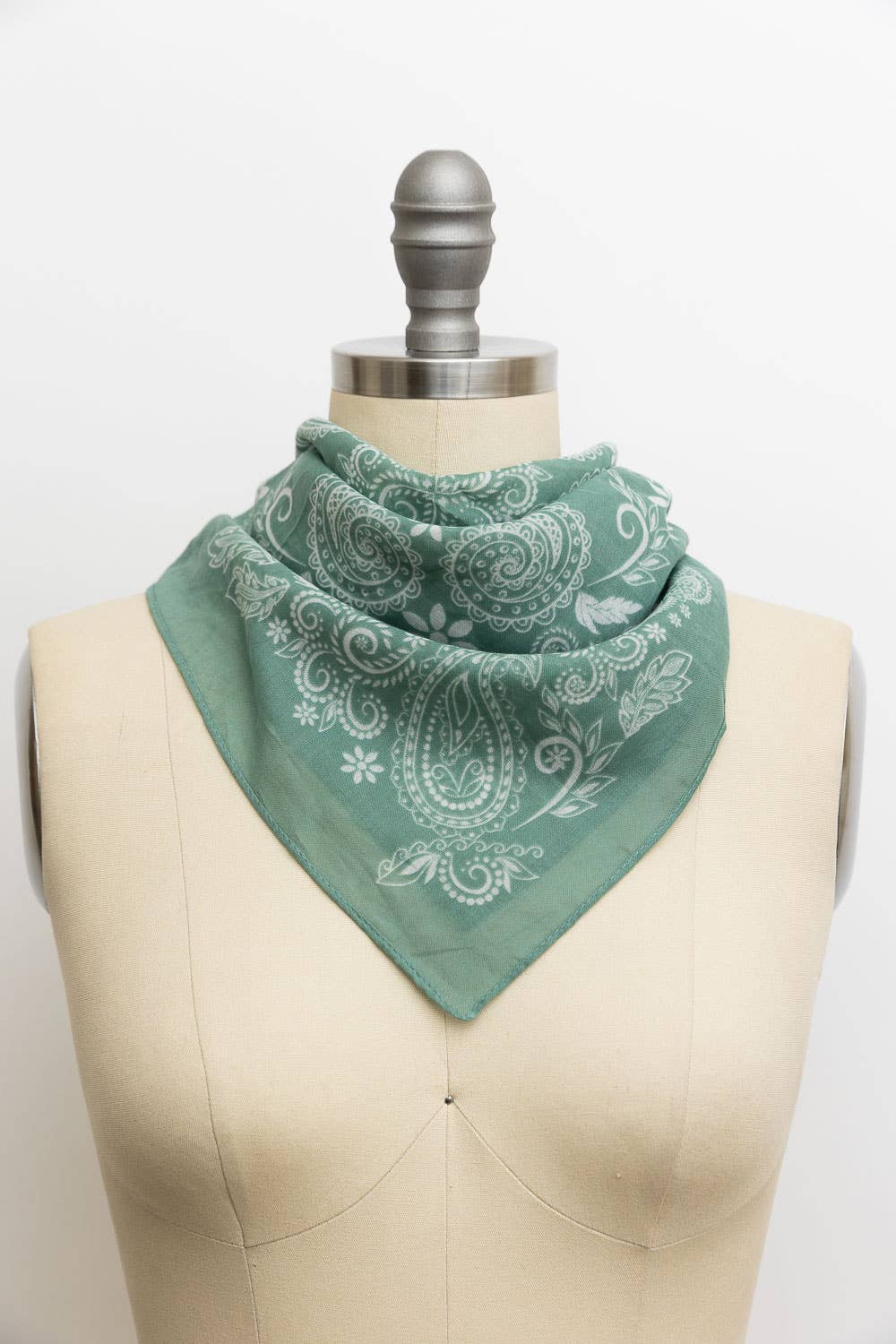 Sage Classic Paisley Floral Bandana