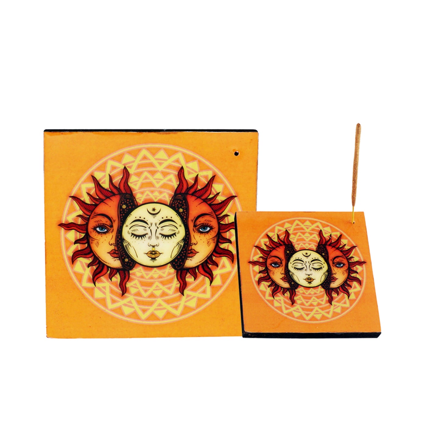 Sun & Moon Wooden Incense Burner Plate
