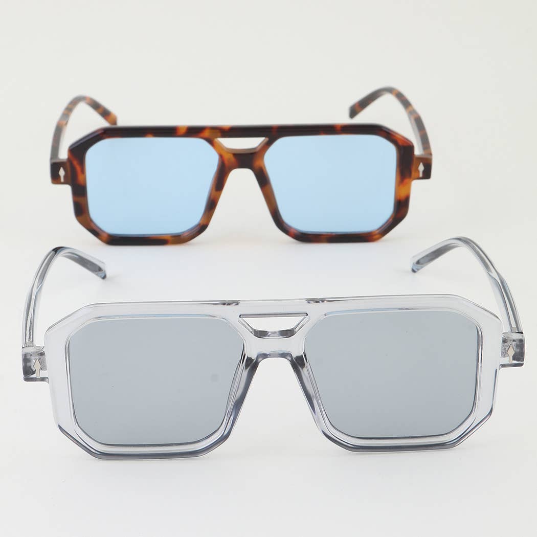 Tinted Block Aviator Sunglasses: MIX
