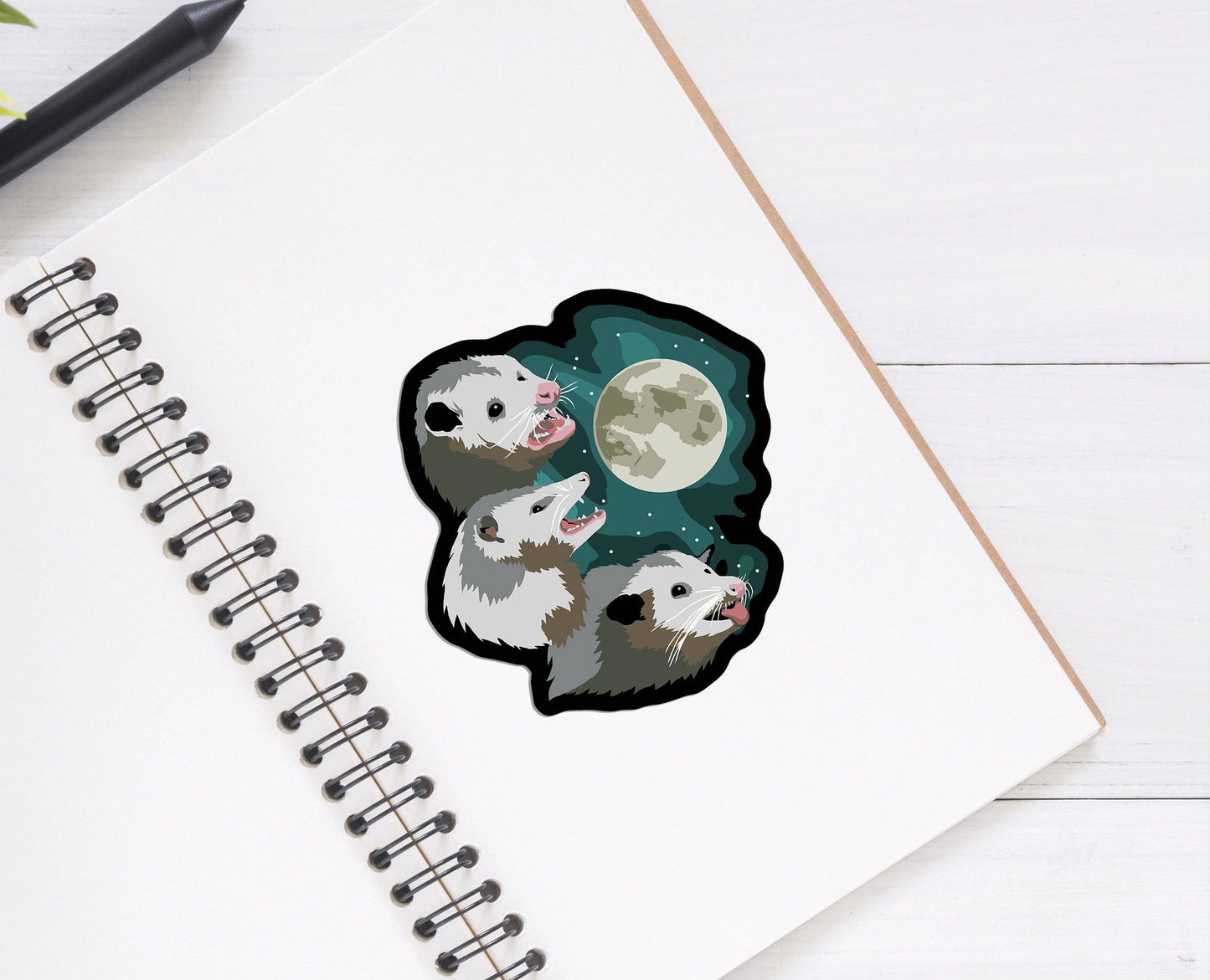 Three Possum Moon Sticker
