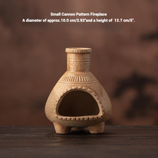 Cannon Pattern Handcrafted Ceramic Chiminea Incense Cone Burner