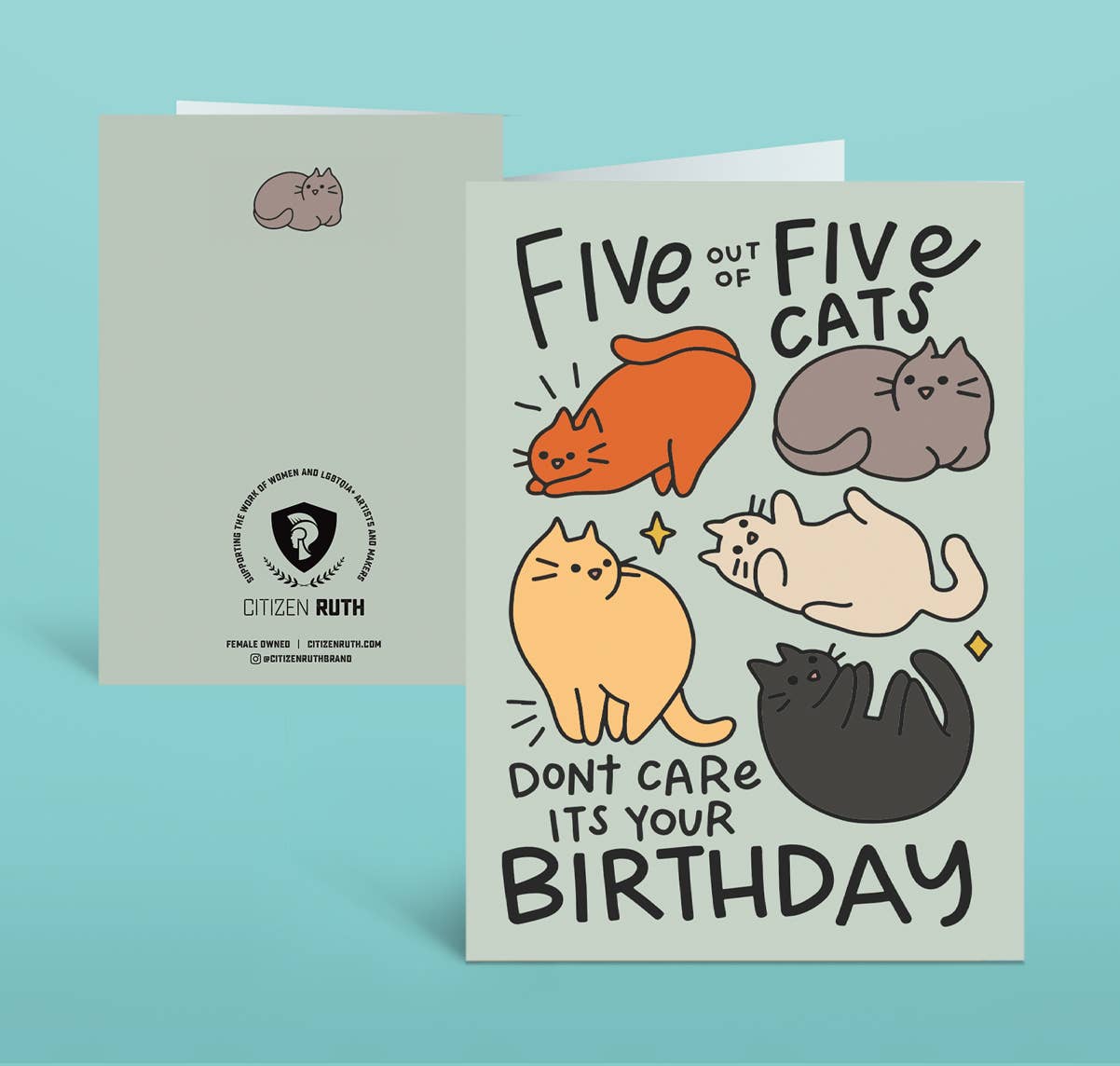 5 out of 5 Cats Birthday card