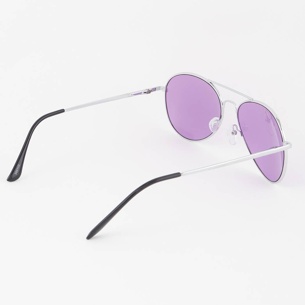 Bright Tinted Aviator Sunglasses, Assorted Colors