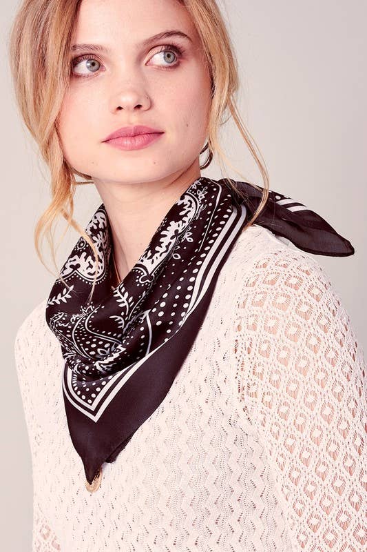 Black Floral & Paisley Bandana