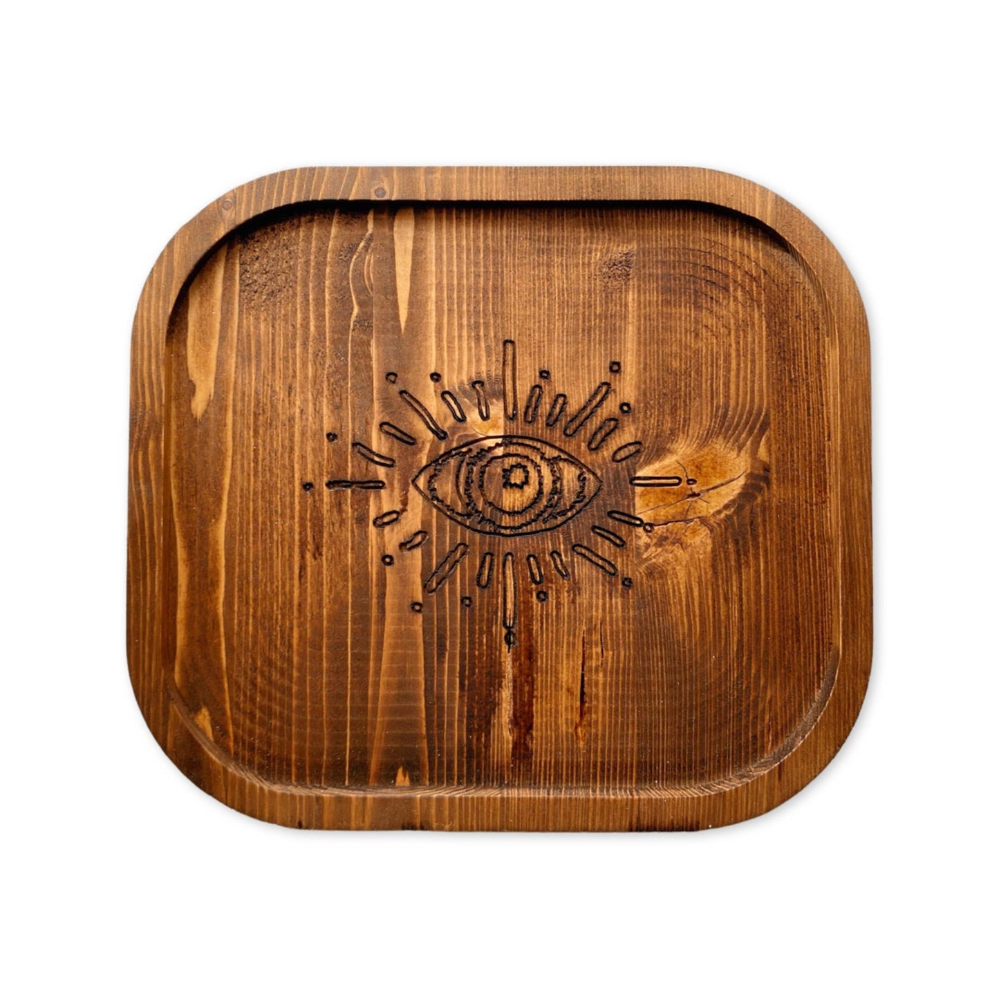 Natural Large Decorative Tray In Pine Wood Dark Medea Organics