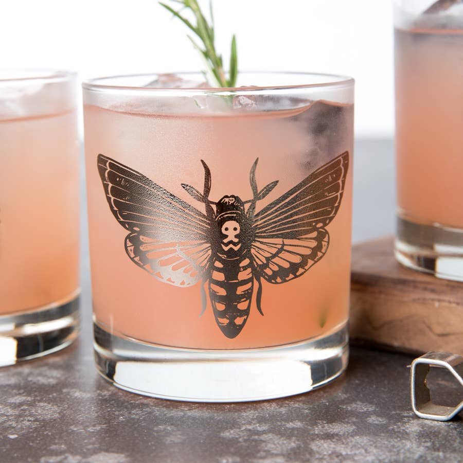Silver Moth Whiskey Rocks Glass
