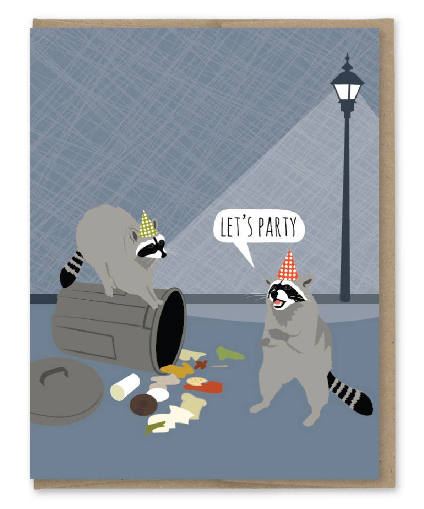 Raccoon Party Birthday Greeting Card