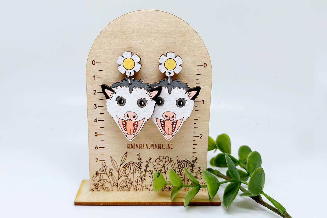Possum Wood Dangle Earrings