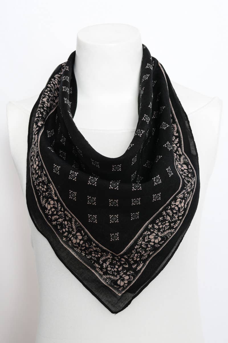 Black Vintage Western Bandana