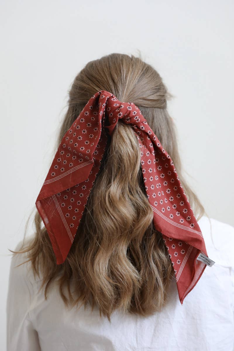 Rust Daisy Flower Field Bandana