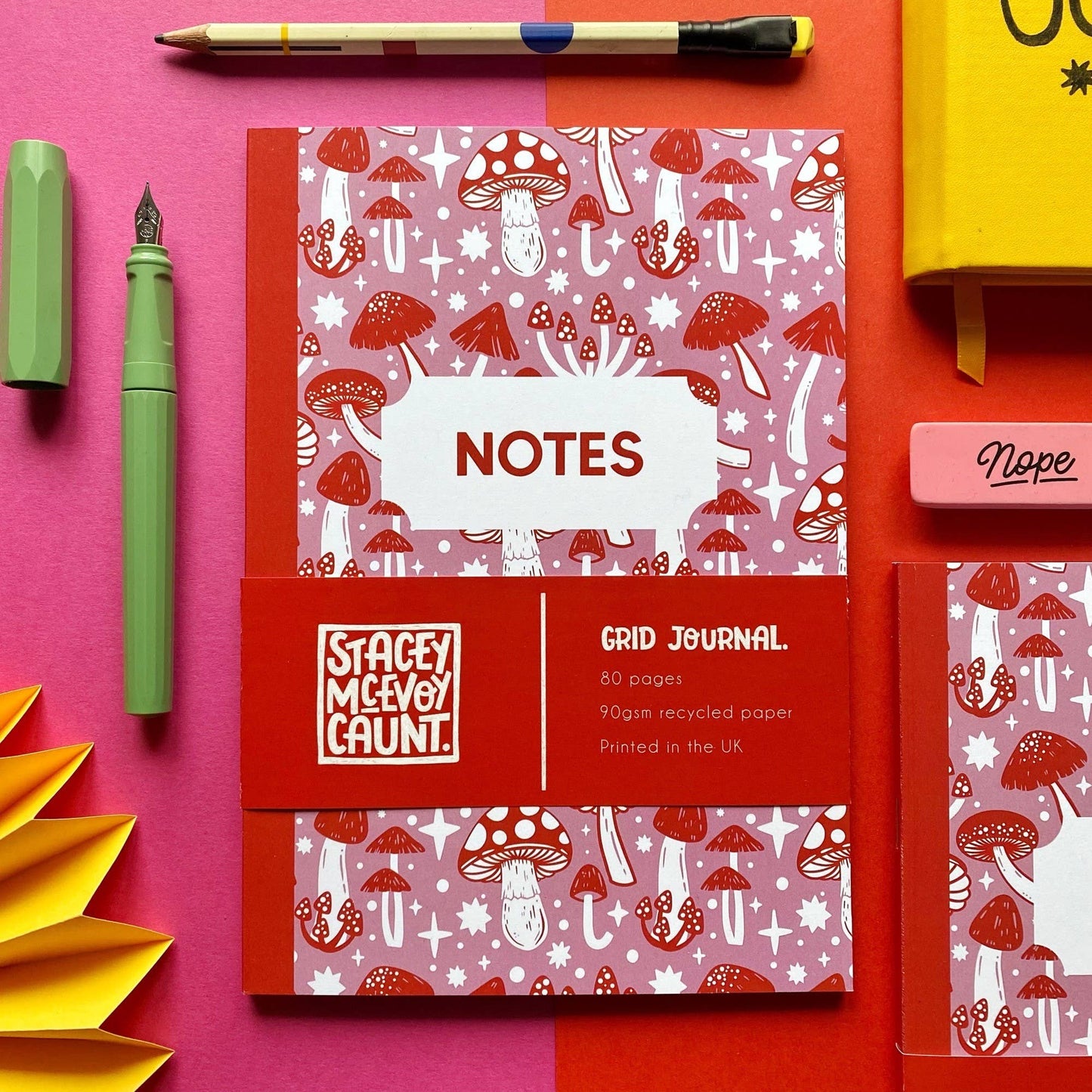 Pink Mushroom Pattern Notebook