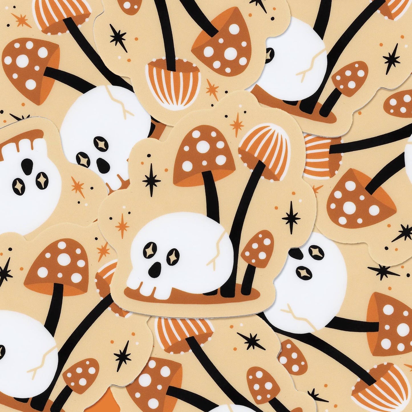 Skull & Mushrooms Spooky Sticker