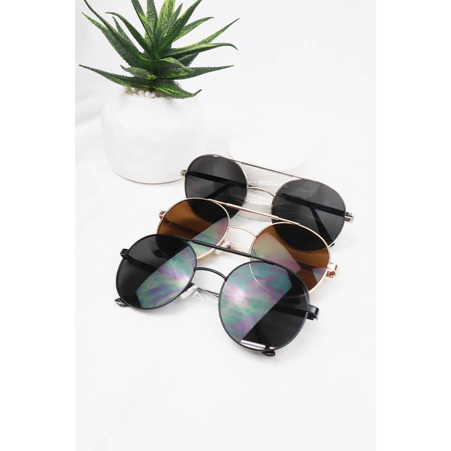 Round Aviator Sunglasses, Assorted Colors