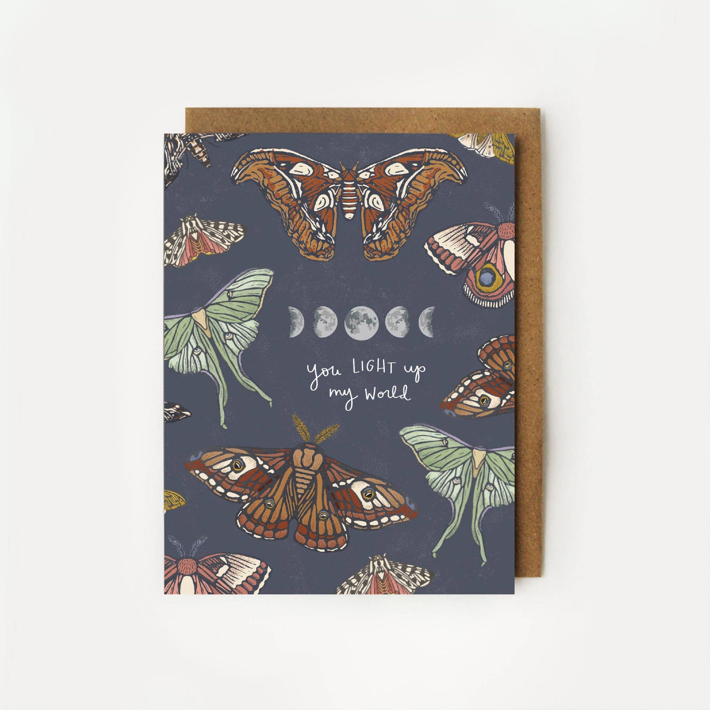You Light Up My World Moonlit Moths Greeting Card