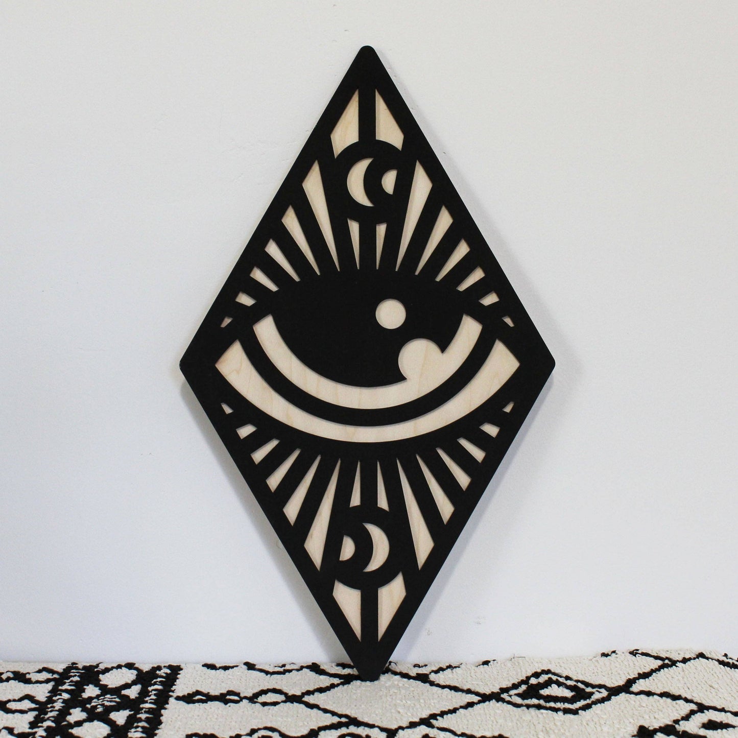 Clay Eye & Moon Diamond Wood Sign