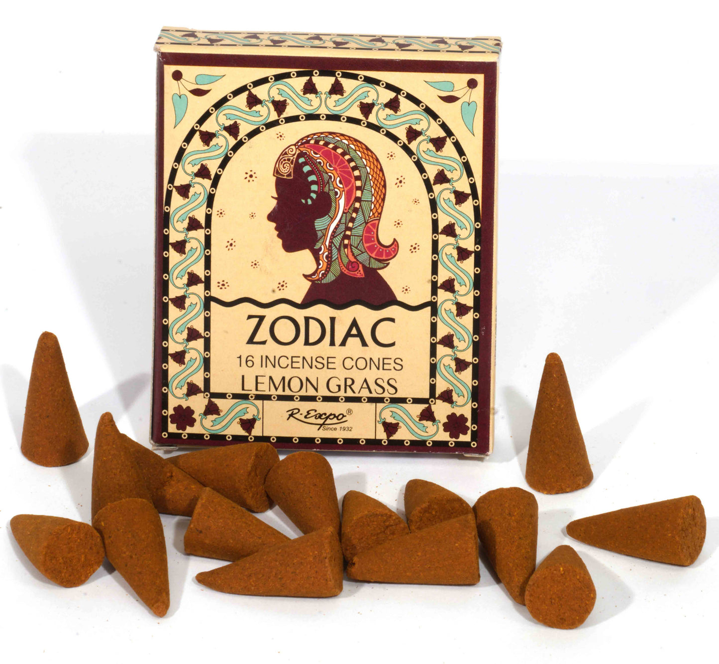 Virgo Lemongrass Scent Zodiac Incense Cones, Set of 16