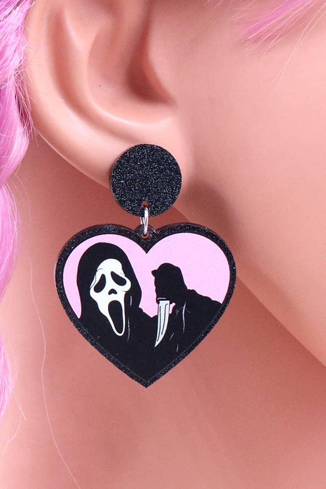 Ghost Heart Halloween Earrings
