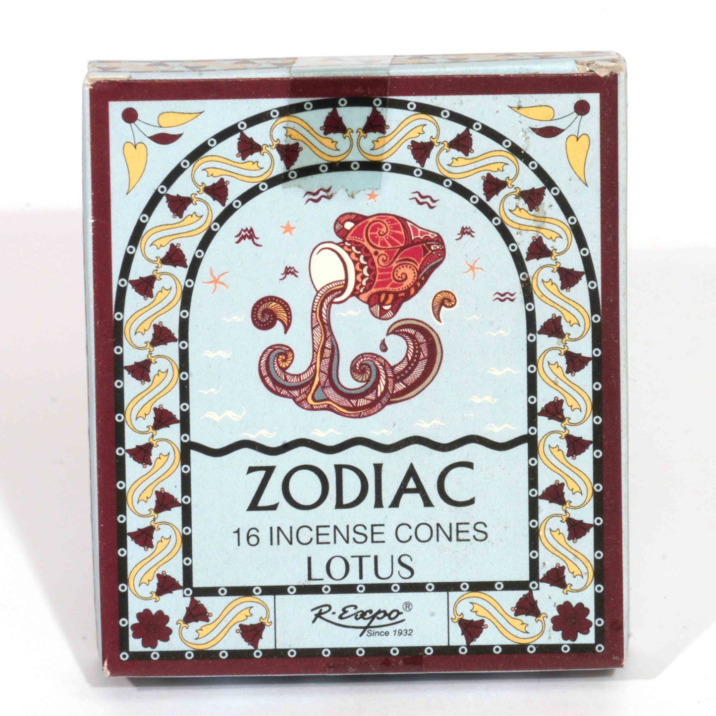 Aquarius Lotus Scent Zodiac Incense Cones, Set of 16