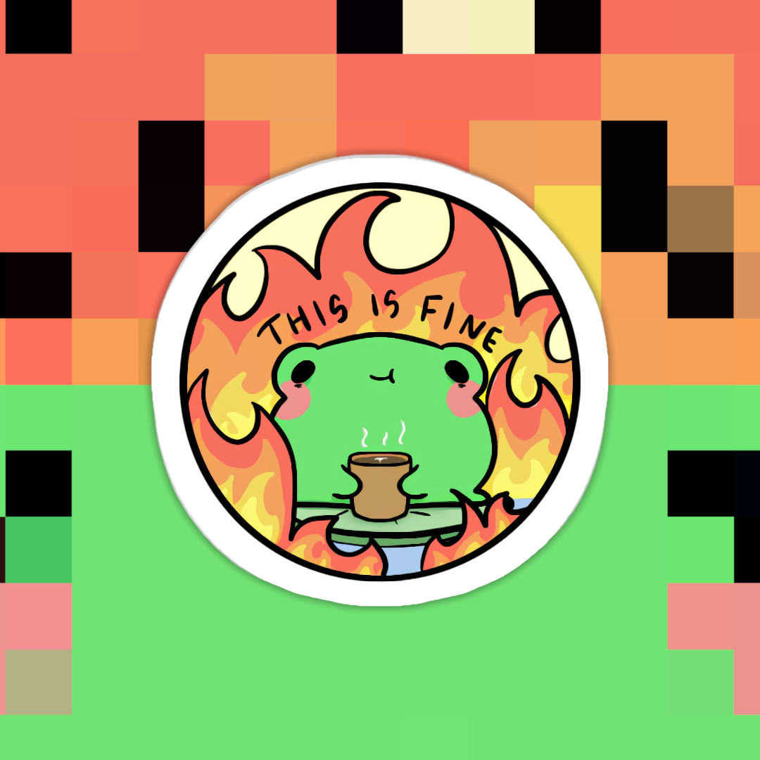 Frog This Is Fine Meme Sticker