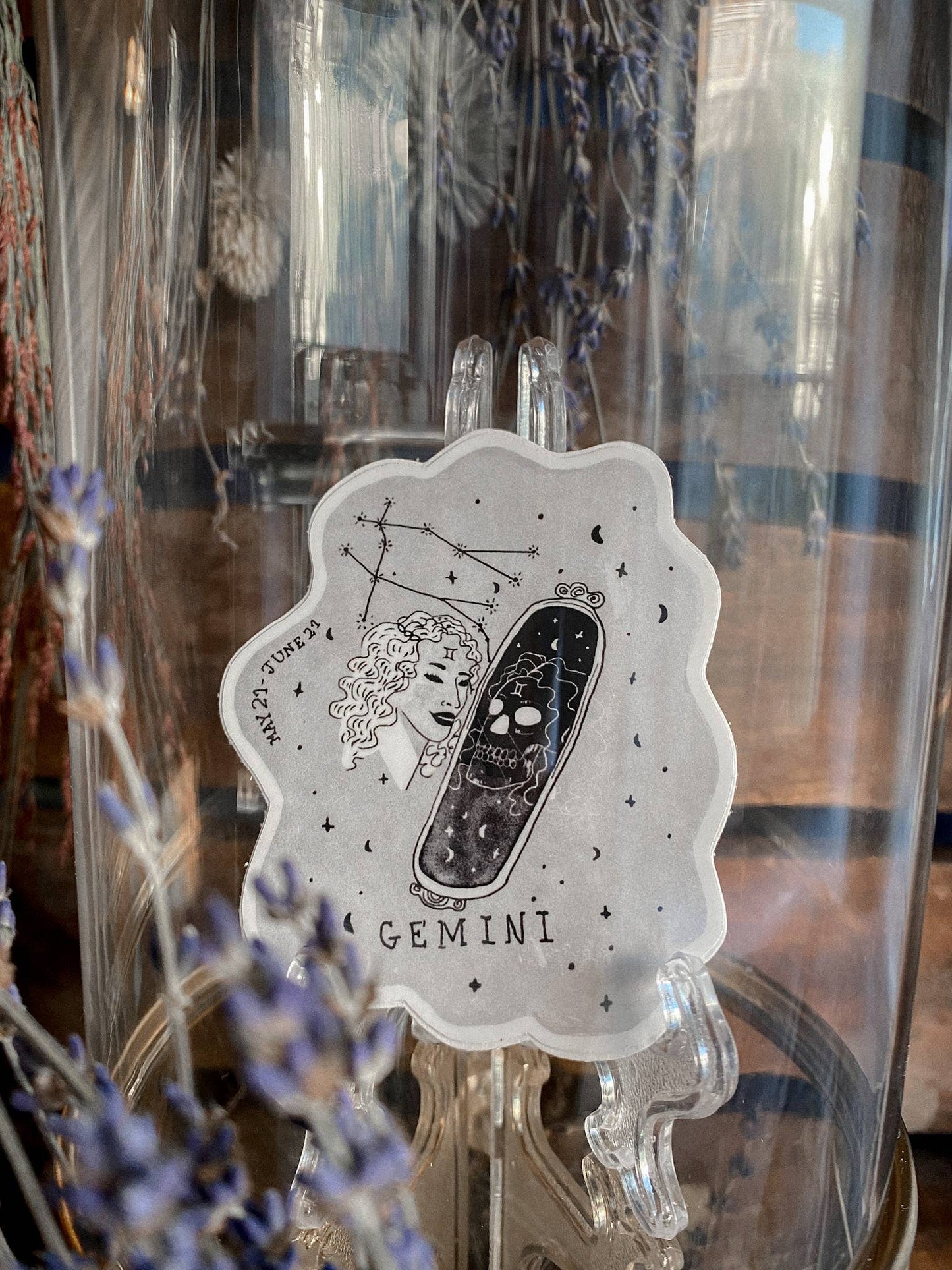 Gemini Astrology Skull Sticker