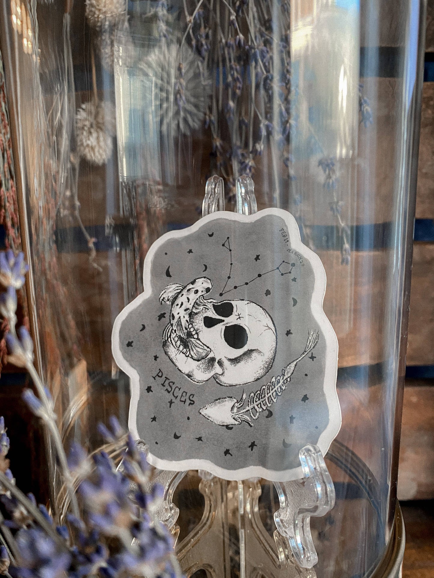 Pisces Astrology Skull Sticker