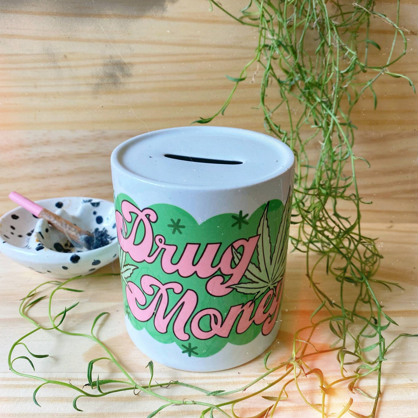 Leaves Drug Money Piggy Bank