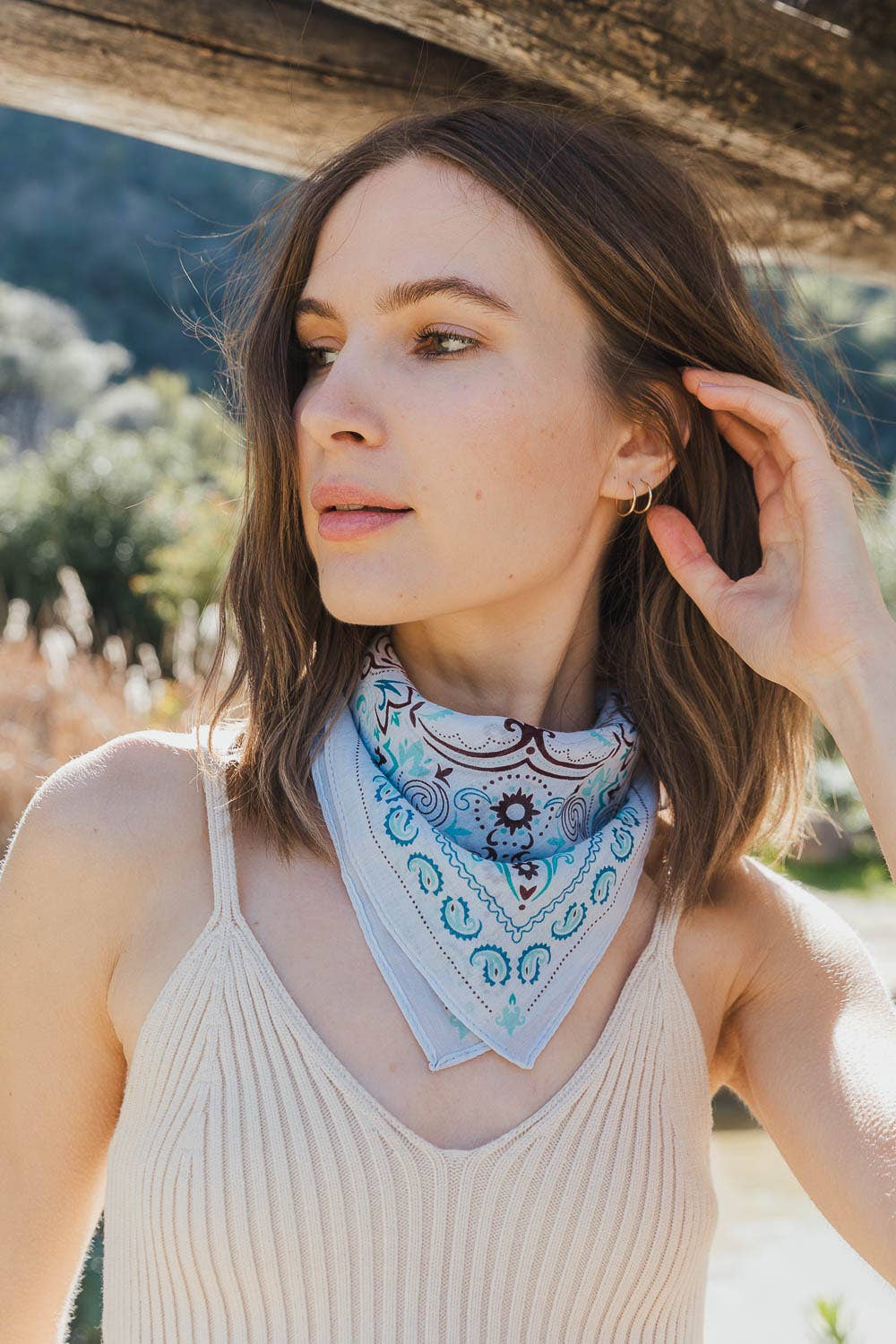 Blue Vintage Colorful Paisley Bandana