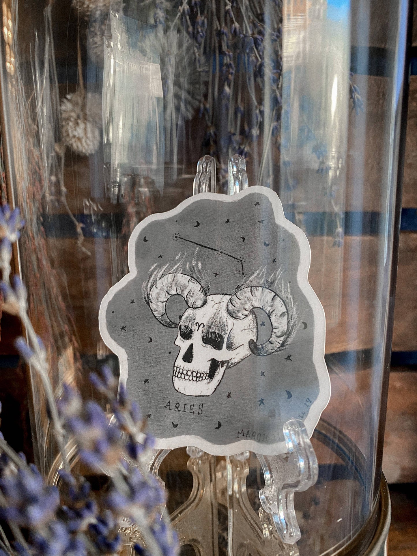 Aries Astrology Skull Sticker