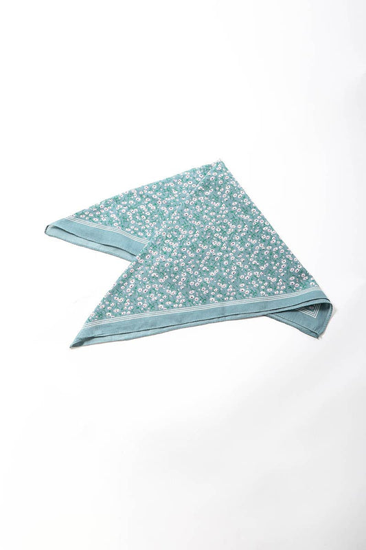 Teal Boho Floral Cotton Bandana
