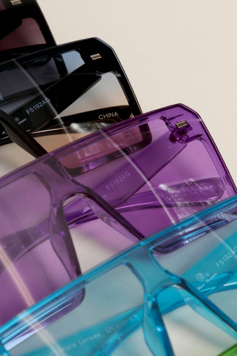Unisex Transparent Flat Top Shield Sunglasses, Assorted Colors