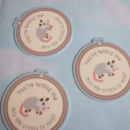 Mid Life Crisis Possum Sticker