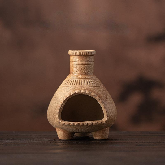 Cannon Pattern Handcrafted Ceramic Chiminea Incense Cone Burner