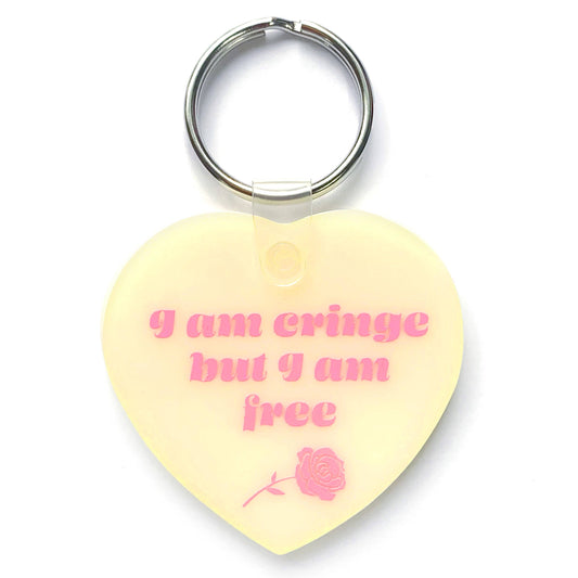 I Am Cringe But I Am Free Heart Shaped Keychain