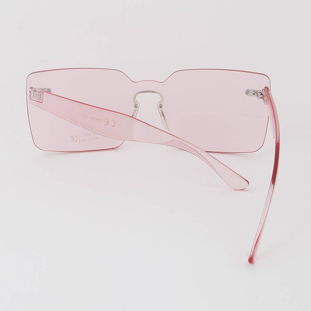 Rimless Bright Square Sunglasses, Assorted Colors