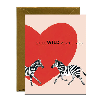 Wild Zebras and Red Heart Anniversary Greeting Card