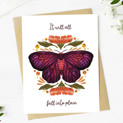 It Will All Fall Into Place Moth Greeting Card