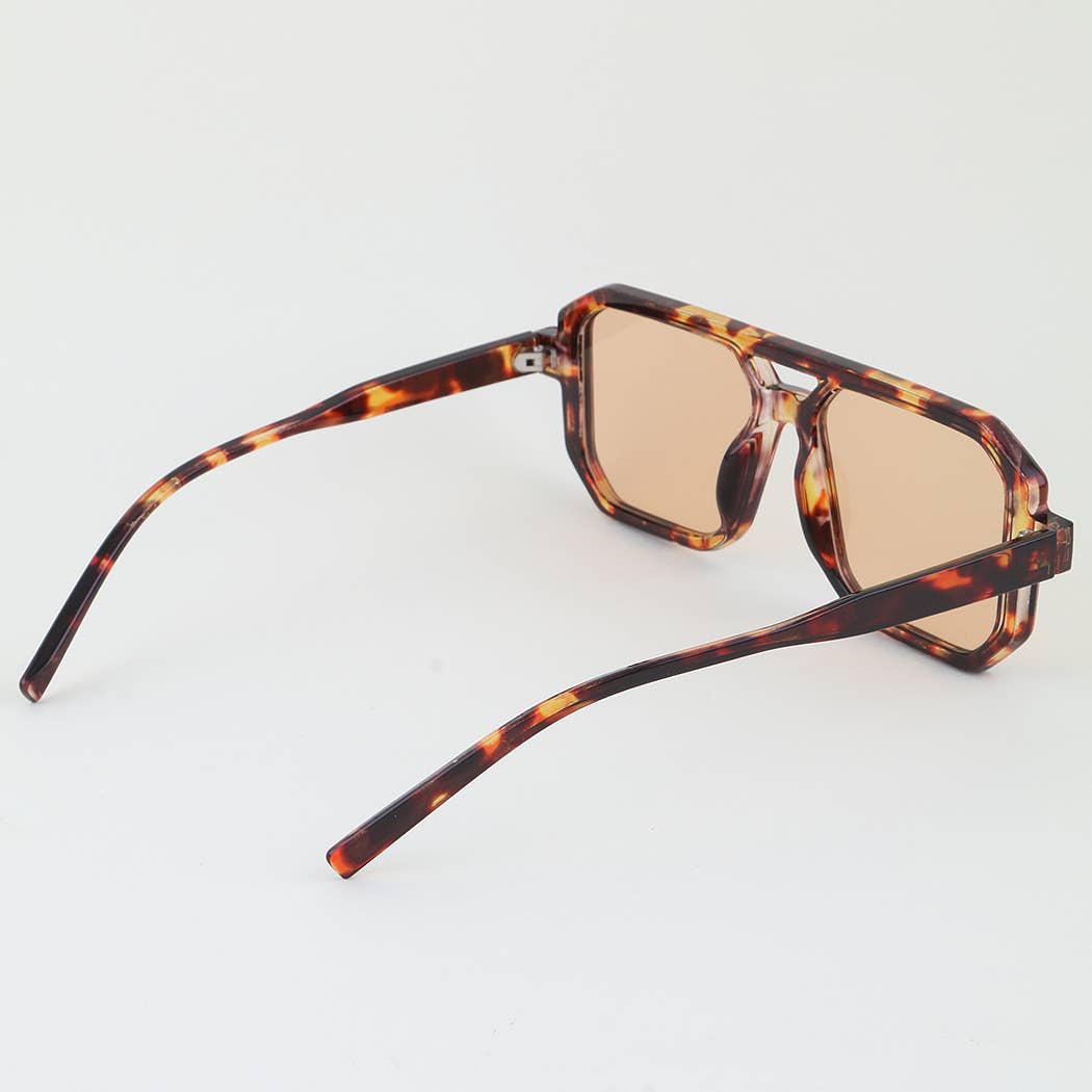 Tinted Block Aviator Sunglasses: MIX