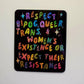 Respect sticker glitter rainbow hydroflask planner