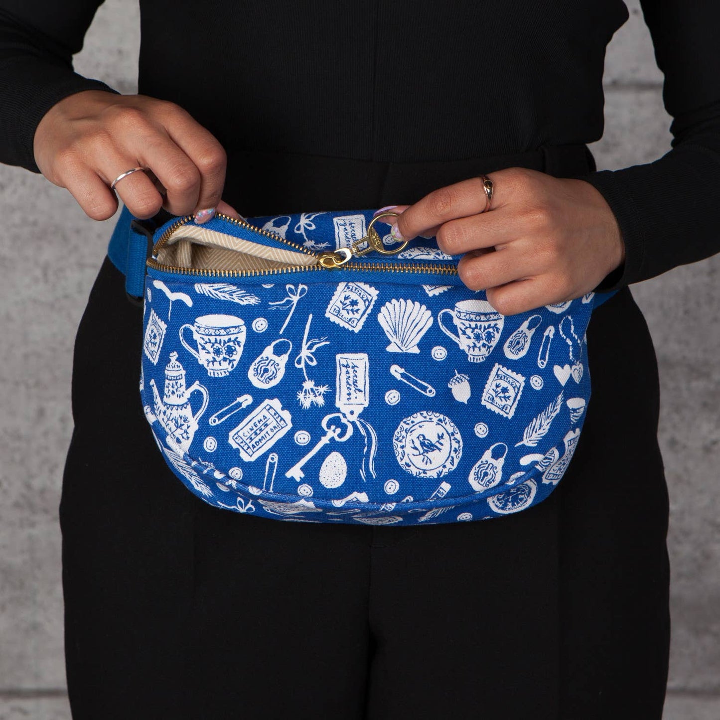 Blue Cotton Canvas Hip Bag Finders Keepers