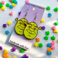 Y2K Shrek Inspired Hand Painted Wood Dangle Earrings