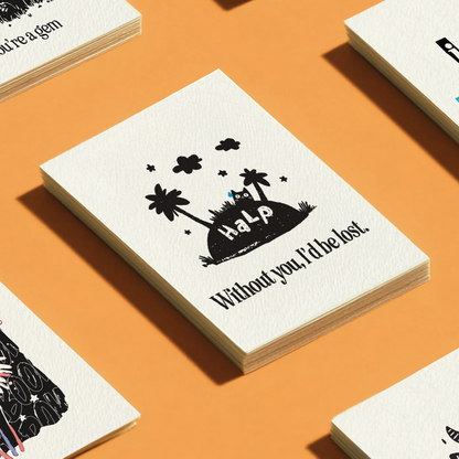 Lost Without You, Love, Thank You - A2 Greeting Card: Kraft