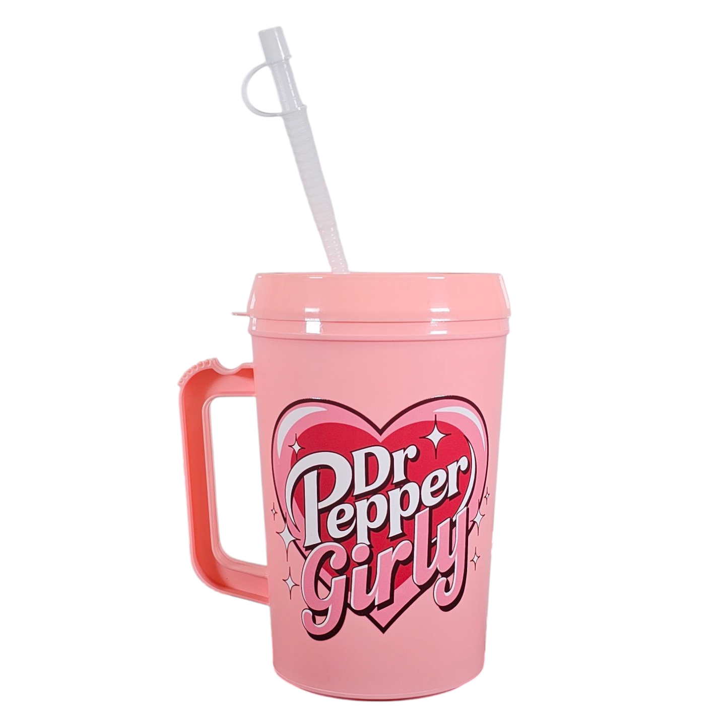 Dr Pepp Girly HIP SIPS Mega Trucker Mug 34oz: Red and Gold Glitter / Single Sided Graphic