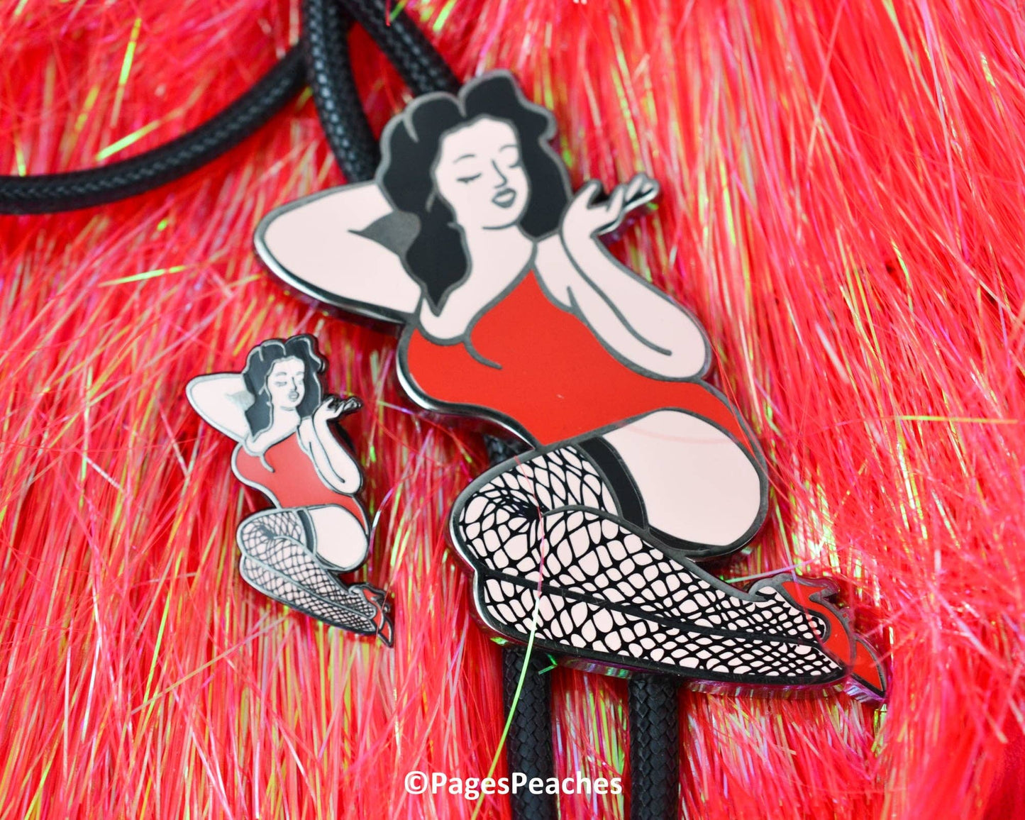 Pinup Bolo Tie, Black Nickel, 3 Inch