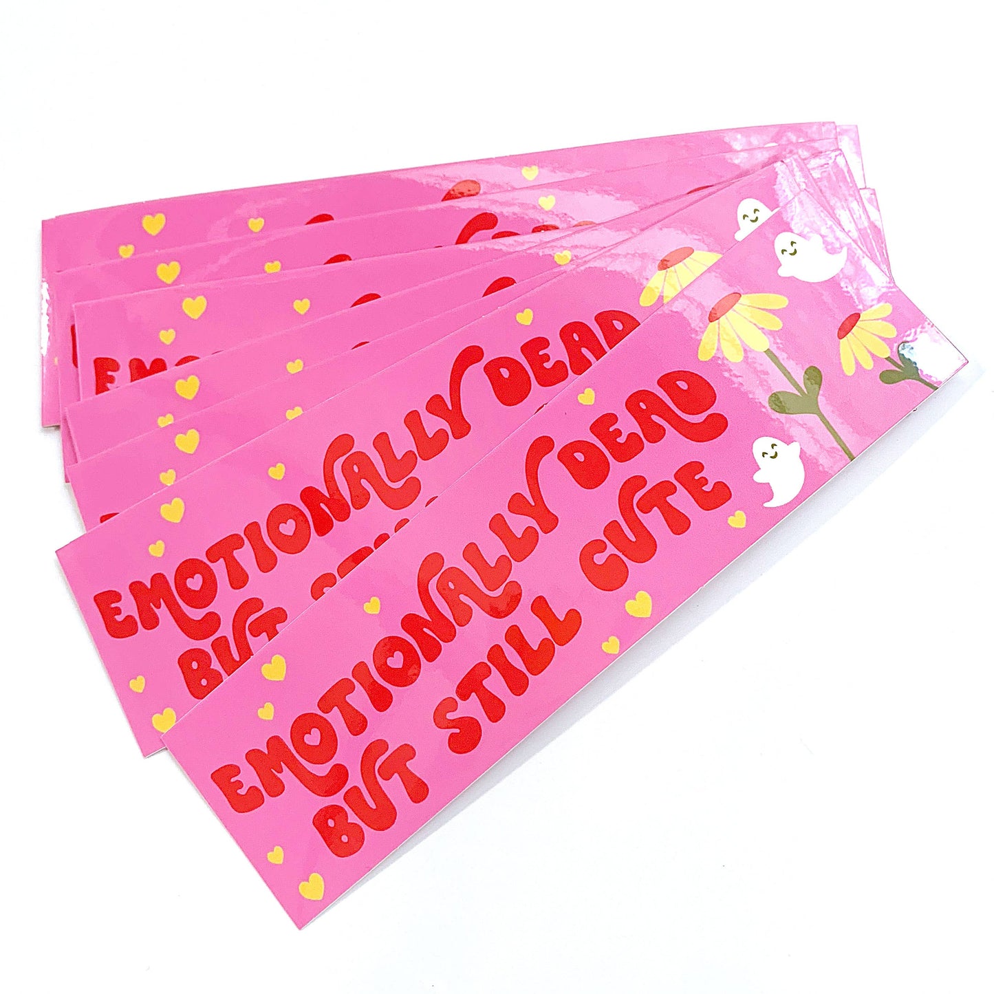 Emotionally Dead But Still Cute Ghost Floral Bumper Sticker