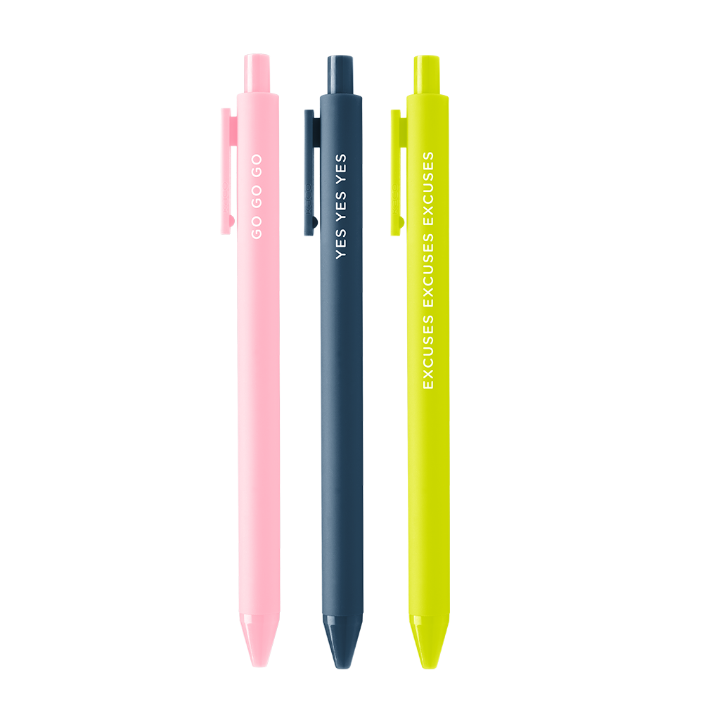 Work Mood Jotter Pens, 3 Pack